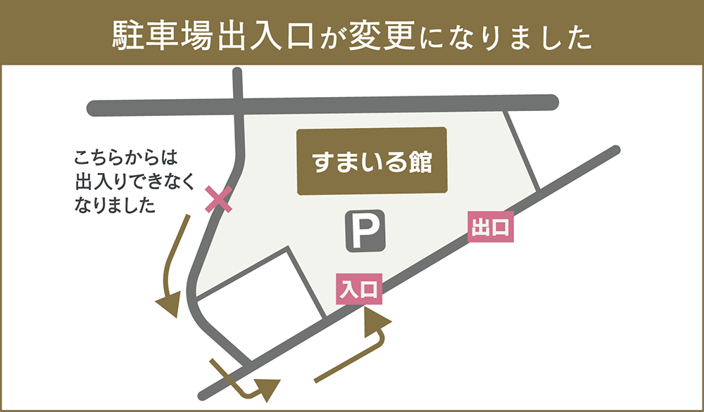 駐車場出入り口が変更になりました　